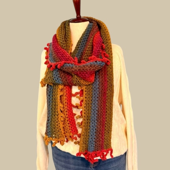 🧣🔥 Colorful Crochet Scarf – Wool Blend 🔥🧣 - Picture 4 of 10